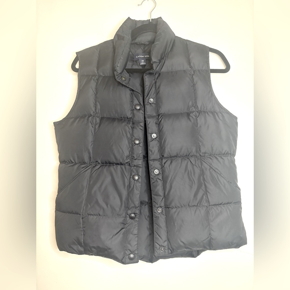 Lands’ End XS 2-4 Black Puffer Vest 80/20 Down Feather Fill Nylon Warm Core‎